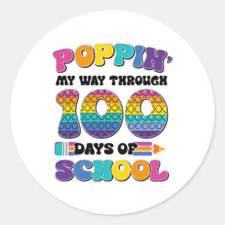 Poppin mijn reis door 100 dagen school Kinderen 10 Ronde Sticker