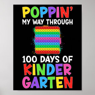 Poppin mijn weg door 100 dagen kindergarten Stu Poster