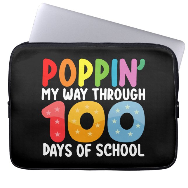 Poppin mijn weg door 100 dagen school laptop sleeve (Voorkant)