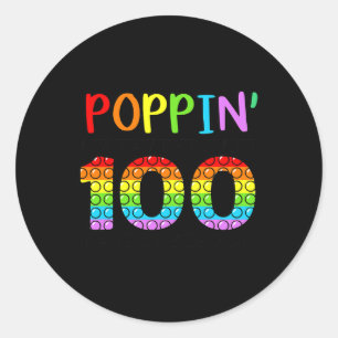 Poppin mijn weg door 100 dagen school ronde sticker