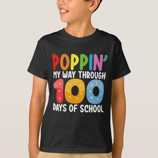 Poppin mijn weg door 100 dagen school t-shirt (Voorkant)