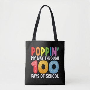 Poppin mijn weg door 100 dagen school tote bag