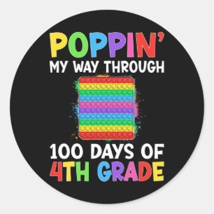 Poppin mijn weg door 100 dagen van 4e klas student ronde sticker