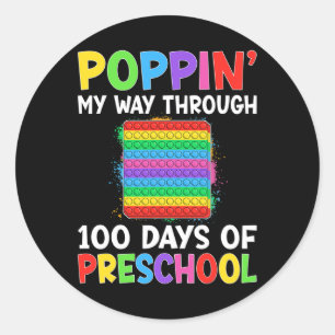 Poppin mijn weg door 100 Days of Preschool Boys G Ronde Sticker