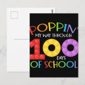 Poppin mijn weg door 100 schooldagen briefkaart (Voorkant / Achterkant)