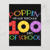 Poppin mijn weg door 100 schooldagen briefkaart (Voorkant)