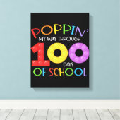 Poppin mijn weg door 100 schooldagen canvas afdruk (Insitu (Houten vloer))