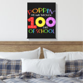 Poppin mijn weg door 100 schooldagen canvas afdruk (Insitu (Slaapkamer))