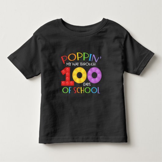 Poppin mijn weg door 100 schooldagen kinder shirts (Voorkant)