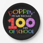 Poppin mijn weg door 100 schooldagen papieren bordje (Voorkant)