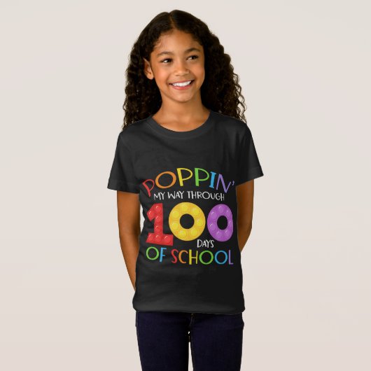 Poppin mijn weg door 100 schooldagen t-shirt (Voorkant volledig)