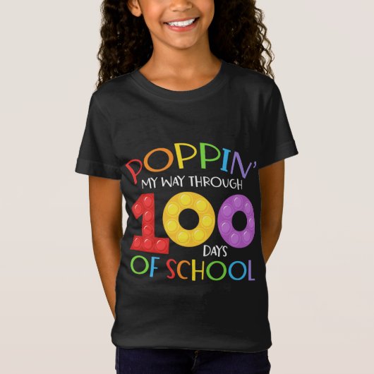 Poppin mijn weg door 100 schooldagen t-shirt (Voorkant)
