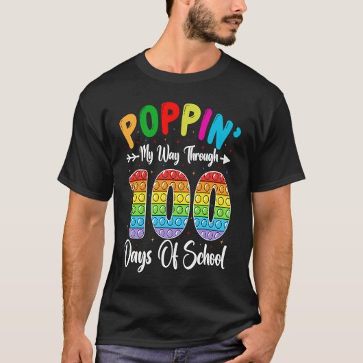 Poppin My Way Through 100 Days Of School Kindergar T-shirt (Voorkant)