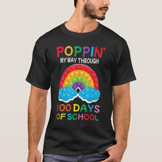 Poppin' my way through 100 days of school t-shirt (Voorkant)