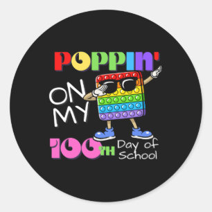 Poppin' op mijn 100ste dag van school Schattigee F Ronde Sticker