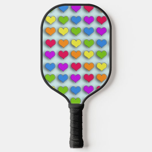 Poppin Retro Harten Leuk Regenboog Patroon Pickleball Paddle (Voorkant)