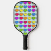 Poppin Retro Harten Leuk Regenboog Patroon Pickleball Paddle (Achterkant)