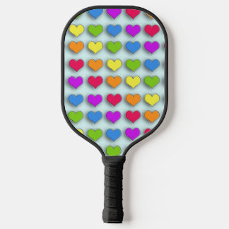 Poppin Retro Harten Leuk Regenboog Patroon Pickleball Paddle