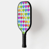Poppin Retro Harten Leuk Regenboog Patroon Pickleball Paddle (Links)