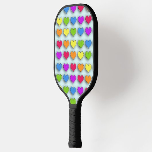 Poppin Retro Harten Leuk Regenboog Patroon Pickleball Paddle (Links)