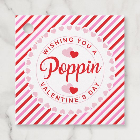 Poppin Valentijnsdag roze en rode streep Bedankjes Labels (Voorkant)
