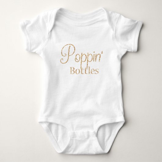 Poppinetflesjes in goudglitter-Baby Romper (Voorkant)