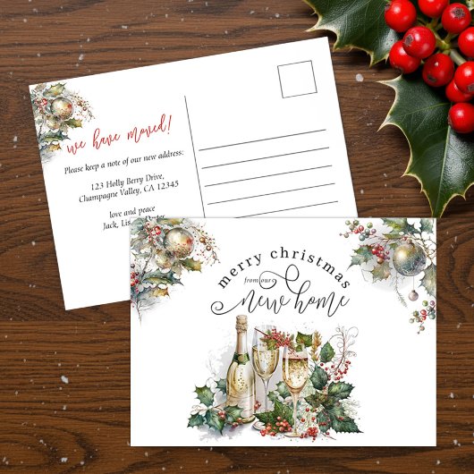 Popping Bottles Kerst Nieuw Thuis Briefkaart