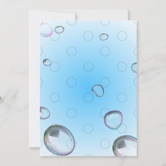 Popping Bubbles Blauwe Uitnodiging (Achterkant)