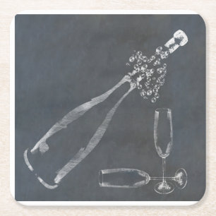 Popping Champagne Cork Kartonnen Onderzetters
