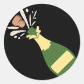 Popping Champagne Emoji Ronde Sticker (Voorkant)