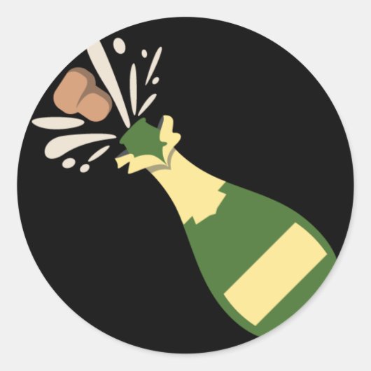 Popping Champagne Emoji Ronde Sticker (Voorkant)