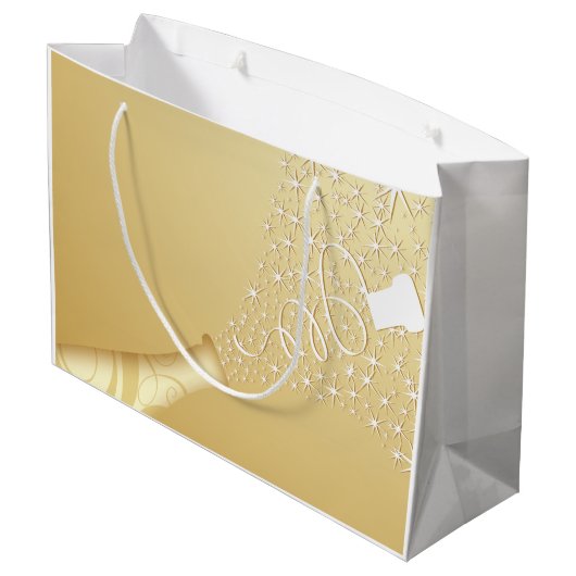 Popping Champagne in Gold Groot Cadeauzakje (Achterkant Gekanteld)