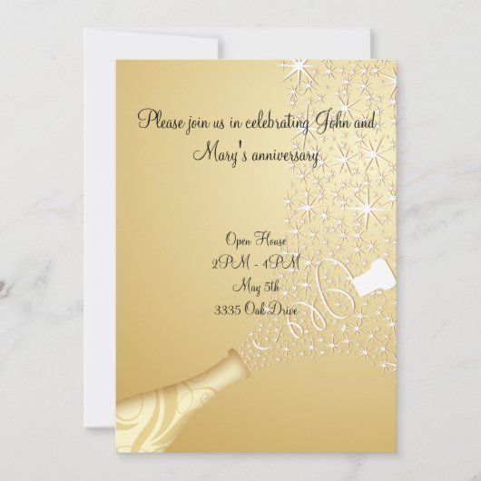Popping Champagne Invitation in Gold Kaart (Voorkant)