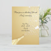Popping Champagne Invitation in Gold Kaart (Staand voorkant)