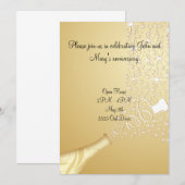 Popping Champagne Invitation in Gold Kaart (Voorkant / Achterkant)