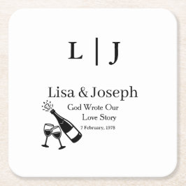 Popping Champagne &Toasting Glasses Party Wedding  Kartonnen Onderzetters