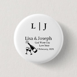 Popping Champagne &Toasting Glasses Party Wedding  Ronde Button 3,2 Cm