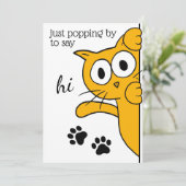 Popping door Hi Cat Flat Greeting zeggen Kaart (Staand voorkant)