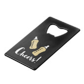 Popping flesjes Happy New Year Baby Announding Creditkaart Flessenopener (Achterkant Gekanteld)