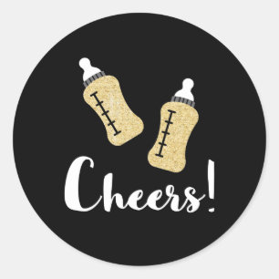 Popping flesjes Happy New Year Baby Announding Ronde Sticker