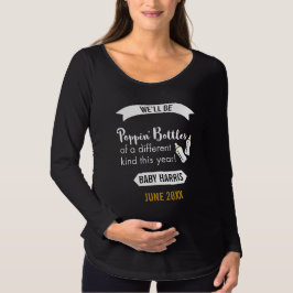 Popping flesjes Happy New Year Baby Announding T-shirt
