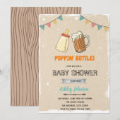 Popping flessen baby shower themauitnodiging kaart (Voorkant / Achterkant)