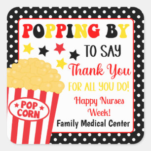 Popping langs om te zeggen Dank je cadeau Vierkante Sticker