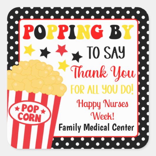 Popping langs om te zeggen Dank je cadeau Vierkante Sticker (Voorkant)