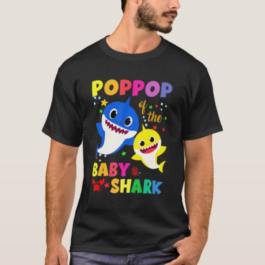 Poppop Of The Birthday Shark Dad Mom Matching Fami T-shirt (Voorkant)