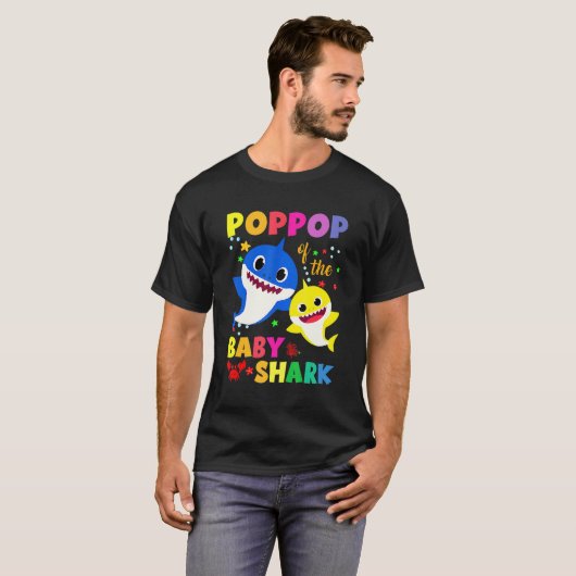 Poppop Of The Birthday Shark Dad Mom Matching Fami T-shirt (Voorkant volledig)