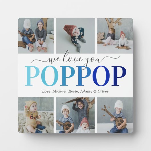 Poppop Vaderdag Photo Collage Plaque Fotoplaat (Voorkant)