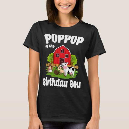Poppop van de Bday Party van het Boerderij van de  T-shirt (Voorkant)