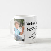 Poppop we houden van jullie persoonlijke fotonamen koffiemok (Voorkant links)