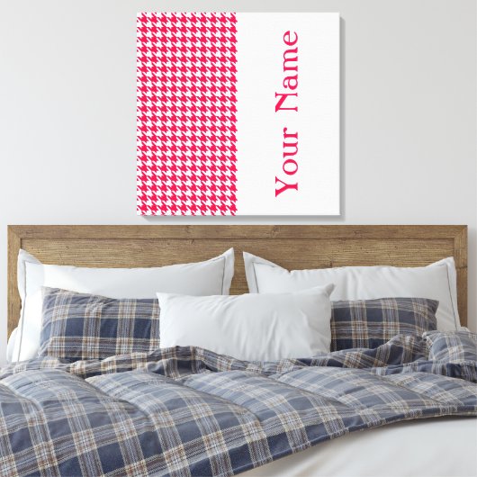 Popppy Modern Houndstooth met naam Canvas Afdruk (Insitu (Slaapkamer))